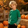 thumbnail image 7 of Fozruso Boys Striped Long Sleeve T-Shirts Casual Round Neck Pullover Tee Shirt Tops Fall Outfits, 7 of 7