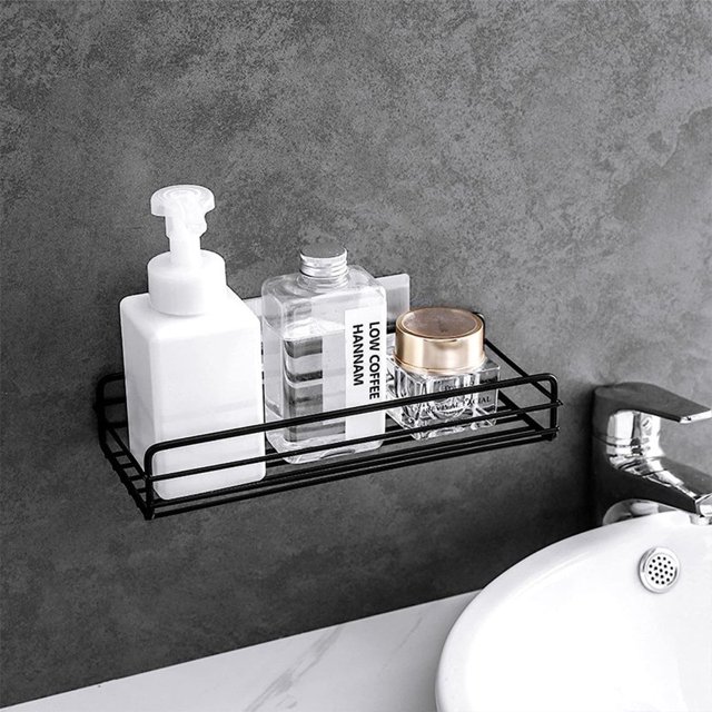2PCS Shower Caddy Shelf Organizer Rack Wall Mounted Storage Shelves with Metal Frame for Bathroom Living Room Kitchen Office