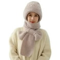 thumbnail image 2 of Prolriy Hat and Scarf Set for Women Hat Women's Winter Hat Scarf Buckle Wind and Snow Hat Plush Knitted Hat Ear Protector Woolen Hat Hats for Men Beige, 2 of 5