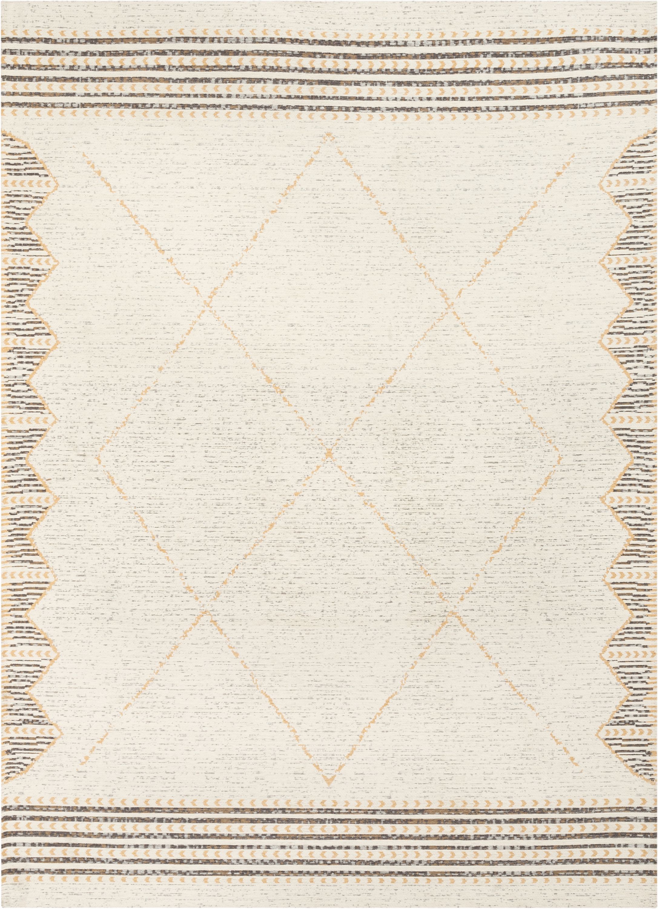 Well Woven ChaCha Kippa Moroccan Diamond Pattern Gold Kilim-Style 5'3" x 7'3" Area Rug