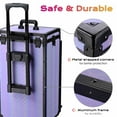 thumbnail image 5 of Byootique Aluminum Rolling Makeup Train Case with Table Salon Charm Cosmetic Organizer, ForgetMeNo Purple, 5 of 11