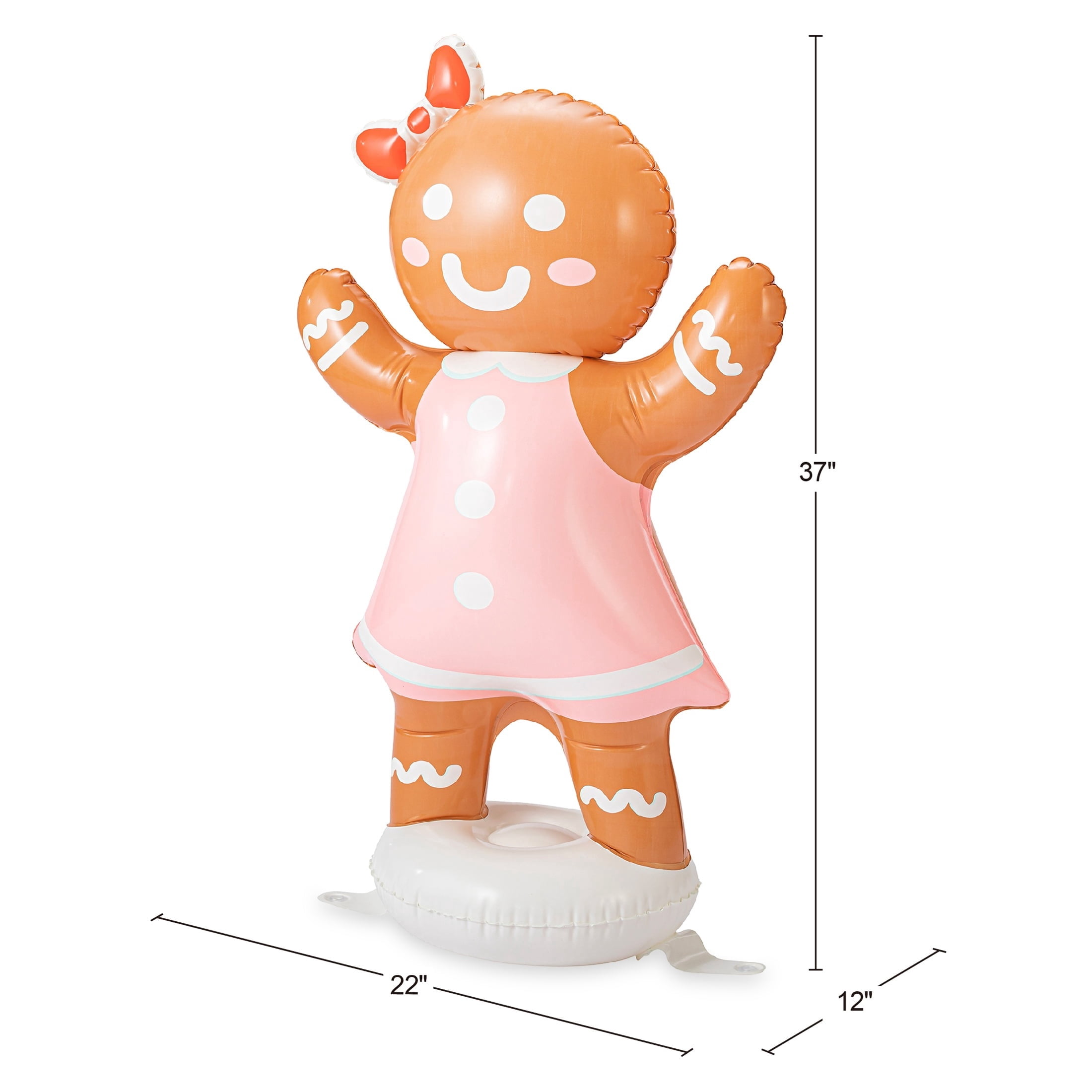 Brown and White Blow-Up Gingerbread Girl Christmas Yard Inflatable, 3', by Holiday Time