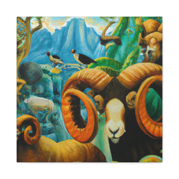 Steampunk Rams in Nature - Canvas