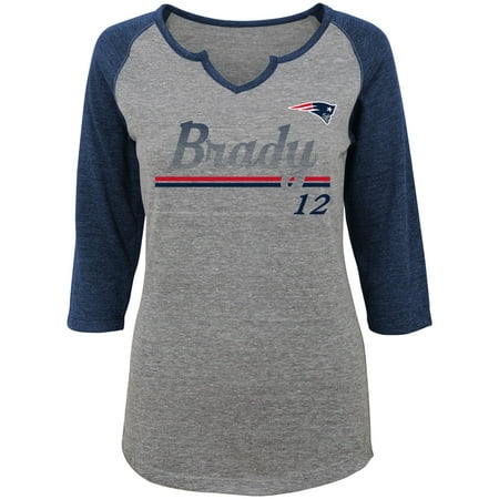 Tom Brady New England Patriots Women's Juniors Over the Line Player Name & Number Tri-Blend 3/4-Sleeve V-Notch T-Shirt (Best Over The Line Team Names)