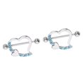 thumbnail image 1 of 1 Par de material acero Inoxidable Barbell de Calibre 16 Inclinado Corazones s de Pezón Pavimentados de Cristal Joyería Corpora - Azul Hugo Anillo de pezón de acero inoxidable, 1 of 8