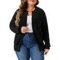 thumbnail image 1 of GRACE & GRANDEUR Cardigans Grande Taille pour Femmes Classiques à Manches Longues Cardigans Légers avec Poches Noir 2X, 1 of 4