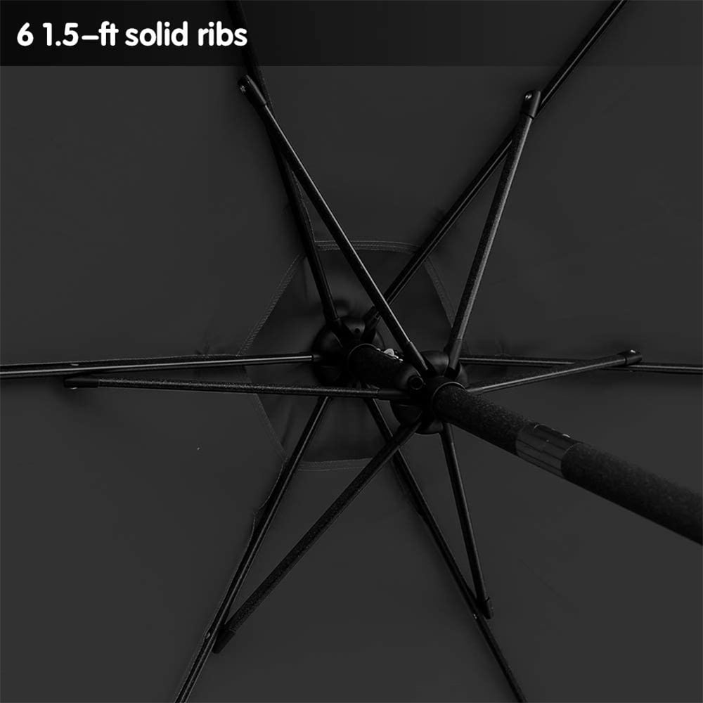 7.5 ft Patio Umbrella Outdoor Market Table Umbrella with Crank, 6 Ribs, Polyester Canopy, Black