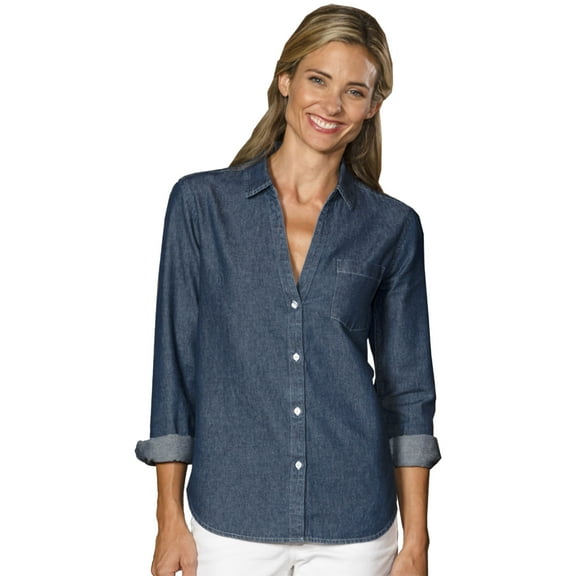 BlueGeneration Ladies L/S Untucked W/ Pocket Vintage Blue 3 Extra Large Solid