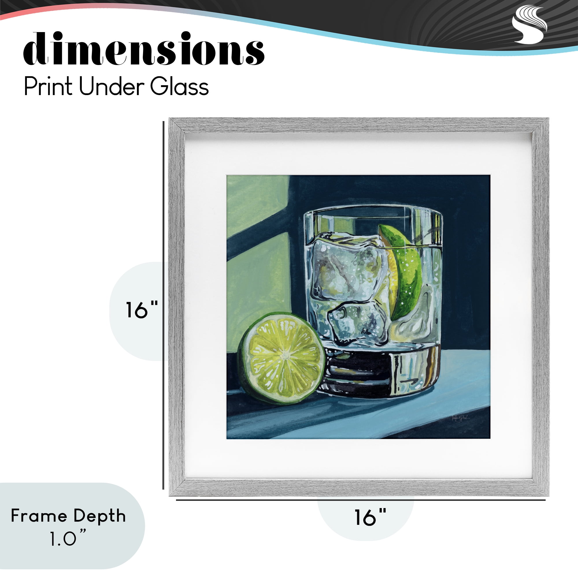 Stupell Industries Lime & Gin Tonic Cocktail Gray Framed Print Under Glass, design by Kate Jarvik Birch