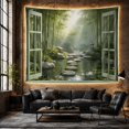 thumbnail image 6 of Bamboo Pond Within a Misty Grove with Stepping Stones, Peaceful Minimalist for Nature Lovers, Zen Garden Decor, Housewarming Gift, Tapestry Wall Hanging for Bedroom and Studio, 6 of 7