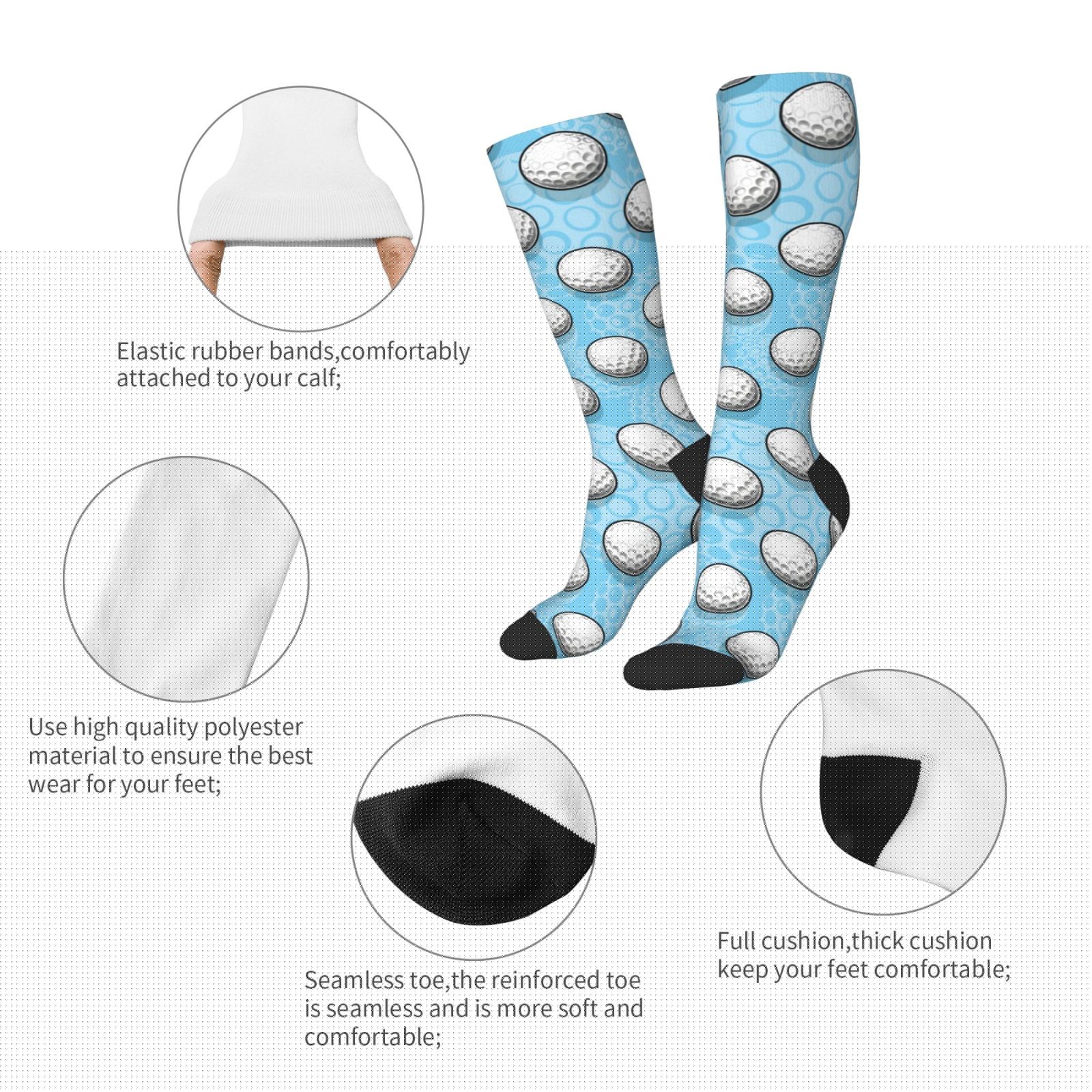 thumbnail image 3 of Gaeub Balles de Golf 1 Imprimé Chaussettes Extensibles Tube Haut pour Hommes Femmes Adolescents, Chaussettes de Softball Soccer pour Randonnée, Sport, 3 of 6