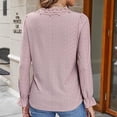 thumbnail image 5 of FAIWAD Women's Lace Crochet Tops Long Sleeve V Neck Cutout Blouse Casual Solid Color Dressy Tops, 5 of 8