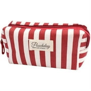 Riah Fashion Pouchday Striped Canvas Makeup Pouch