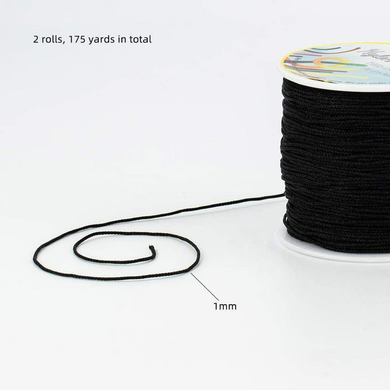 175 Yards 1mm Nylon Chinese Knotting Cord Black Rattail Macrame Thread  Nylon Beading String Cord 