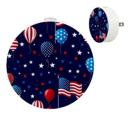 

Night Light Night Lights Plug into Wall Dusk to Dawn Sensor White Led Night Light 2 Pack Nightlight for Bedroom Bathroom Hallway Kitchen Independence Day July Fourth Cartoon