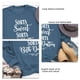 thumbnail image 3 of Sudadera casual de manga larga con estampado de letras sueltas y cuello redondo para mujer, camiseta para citas, color azul S, 3 of 4