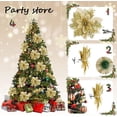 thumbnail image 5 of Adornos de flores artificiales para árbol de Navidad 2024 con purpurina roja de lujo, decoración navideña DIY para el hogar, feliz año nuevo, 5 of 5