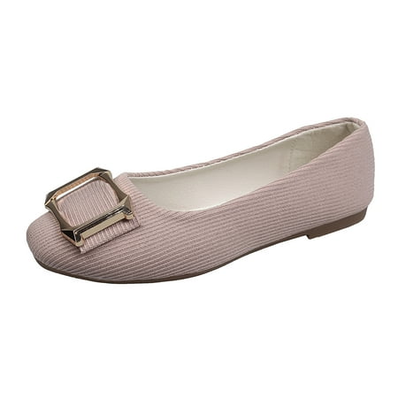 

TAIAOJING Women Sandals Square Buckle Flat Slip On Shallow Mouth Simple Single Casual Work Fashion Shoes Zapatos