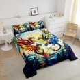 thumbnail image 4 of Western Dragon Men Comforter Set Queen Size,Flying Dragon Wing Pine Trees Rustic Bedding Set,Boys Girls Room Decor,Geometric Patchwork Abstract Down Comforter,Blue Trippy Duvet Insert,2 Pillowcases, 4 of 7