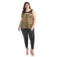 thumbnail image 4 of Blusa animal print con vinipiel Roman Fashion /Tallas Extras, 212 (Anima print) cafe 40, 4 of 5