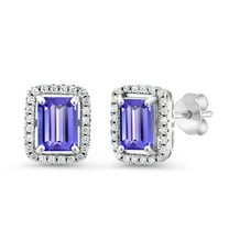 Gem Stone King 4.28 Ct Emerald Cut Blue Tanzanite 925 Sterling Silver Earrings