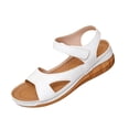 thumbnail image 2 of HTHLVMD Cut-Out Casual Sandals, Low Heel Comfort Shoes, Everyday Summer Shoes, Adjustable Strap Shoes, Sandals for Women Thick Soles Open Toe Wedges Lightweight Hook and Loop Sandal, White 9, 2 of 8