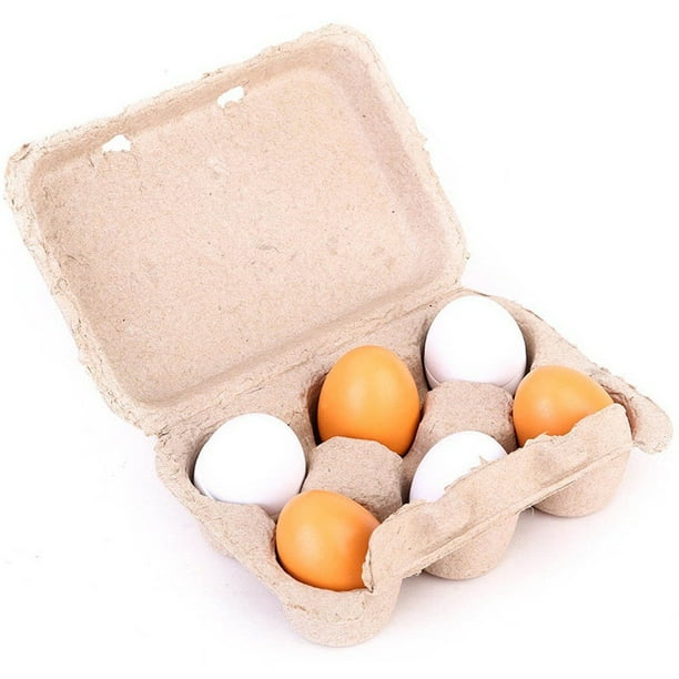 Yolk Kids Juego de comida de cocina Huevos de juguete Regalo 6 piezas Juego de cocina de madera Juego de cocina de simulación