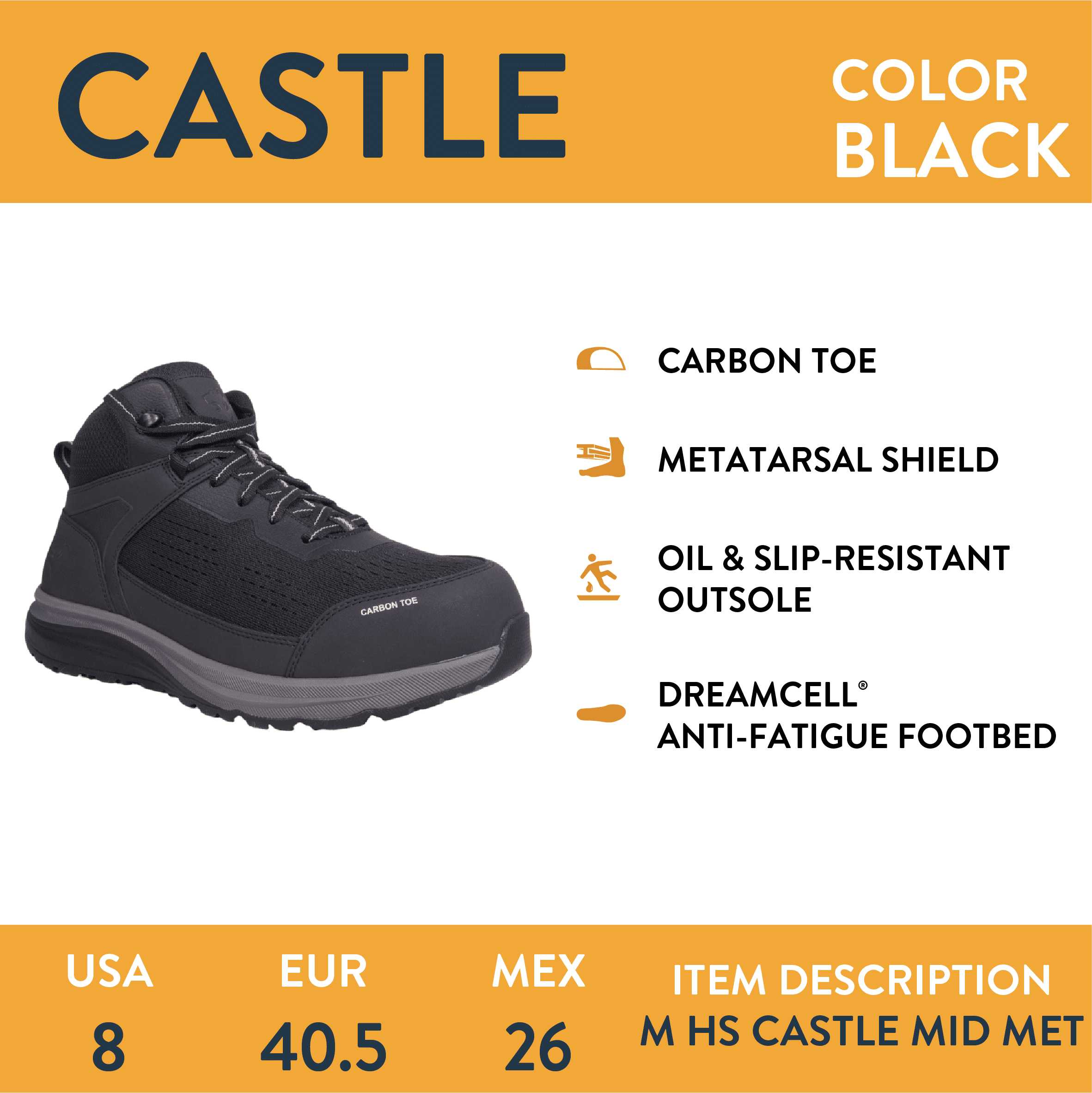 Herman Survivors Men's Castle Carbon Safety Toe Work Shoes