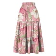 thumbnail image 6 of Women’s High Waist Tiered Long Skirt with Drawstring Floral Print Elastic Waistband Lightweight Flowing Design Pink M, 6 of 6