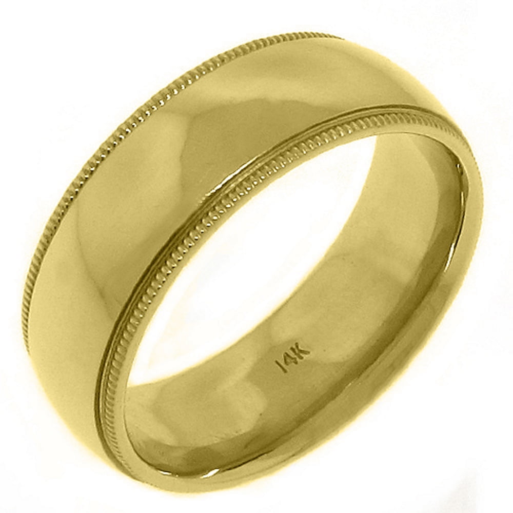 TheJewelryMaster 14K Yellow Gold Mens Wedding Band 8mm