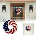thumbnail image 5 of Patriotic Roses Wreath, 4th of July Summer Soft Touch Foam Roses Wreath for The Front Door, Handcrafted Memorial Day Artificial Flowers Wreath for Indoor and Outdoor, 5 of 5