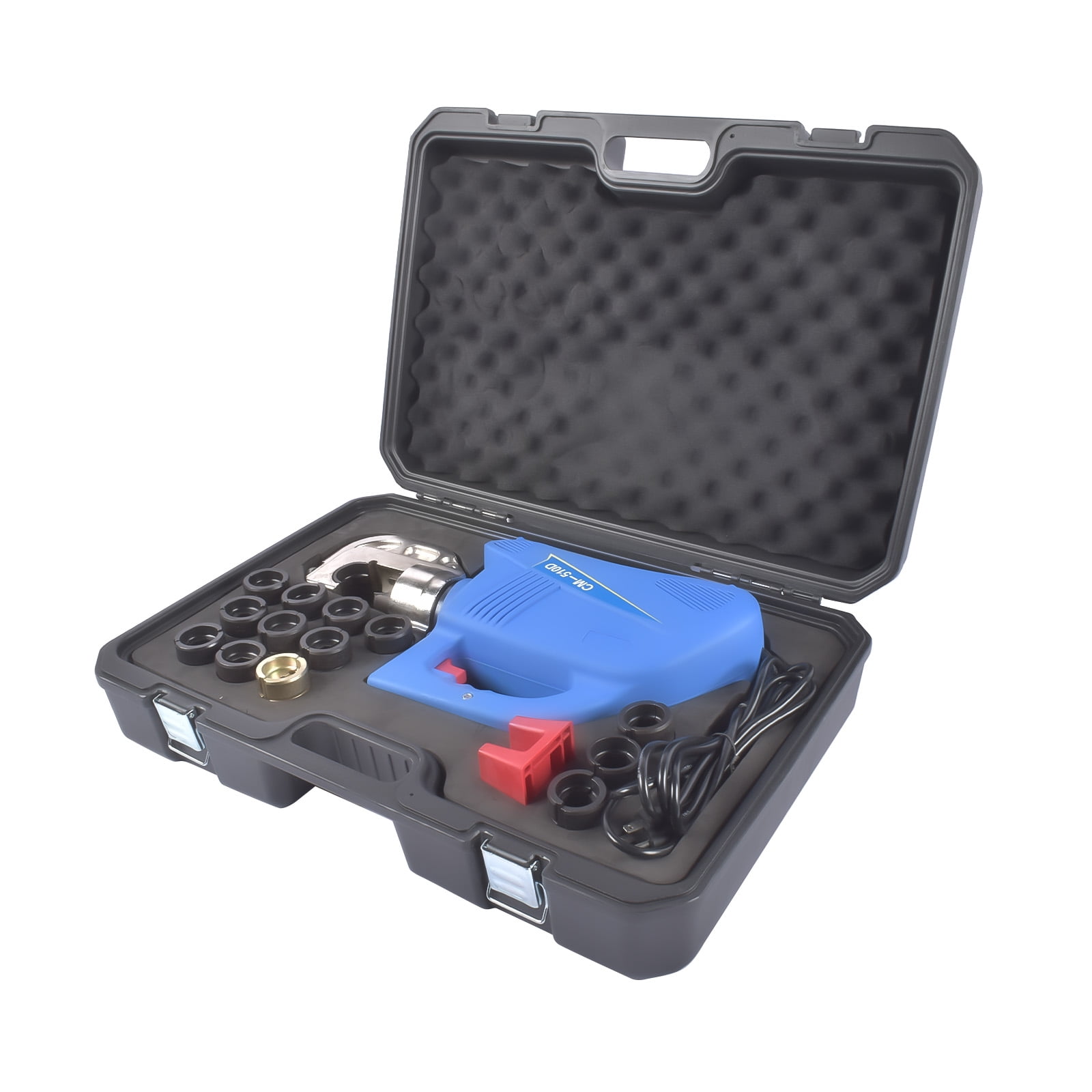 Mustrod 110V 12 Ton Electric Cable Lug Crimper Hydraulic Cable Wire Crimping Tool w/13 Molds 8AWG-600MCM