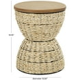 thumbnail image 3 of DecMode Rattan Handmade Woven Stool with Wood Tabletop and Black Frame, Brown, 3 of 9
