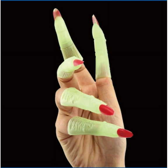 Vikakiooze Halloween Tree Halloween Masquerade Witch Finger Set False Nail Set Luminous Nail Set