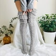 thumbnail image 2 of Women's Thigh High Socks Over the Knee Cable Knit Boot Socks, Long Warm Fashion Leg Warmers Winter Gray One Size, 2 of 4