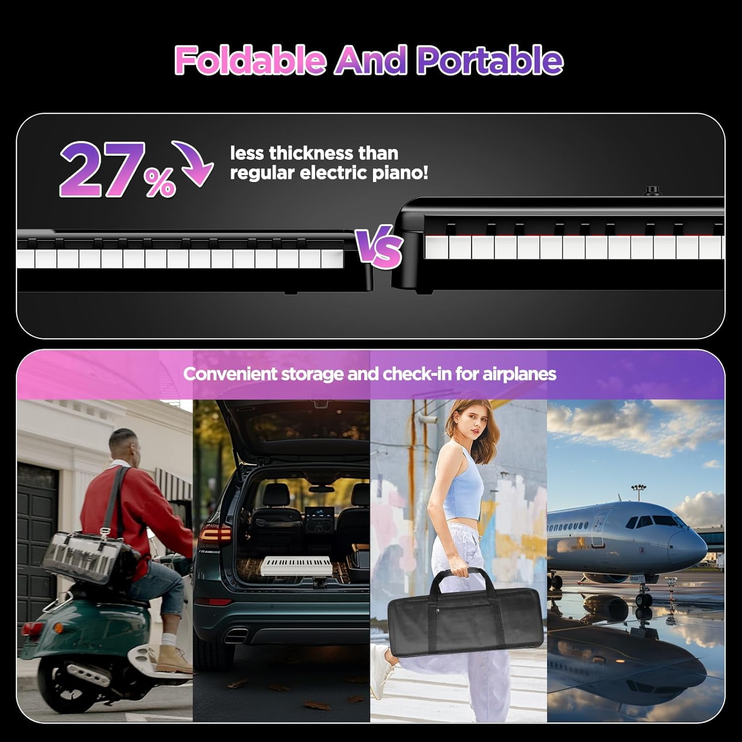 TERENCE Keyboard Piano 88 Keys V50 Digital Piano Weighted Dynamic Keyboard 30W Speakers Touch-Sensitive Control Panel Inbuilt Video and Audio Recording Feature