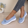 thumbnail image 2 of Women's Lightweight Knit Slip On Walking Shoes Comfortable Low Top Wedge Loafers Breathable Non Slip Ballet Flats Blue Size 6, 2 of 5