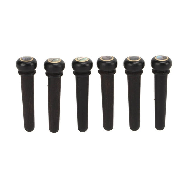 6 clavijas de puente de guitarra de madera negra, piezas de repuesto para guitarras, accesorios.
