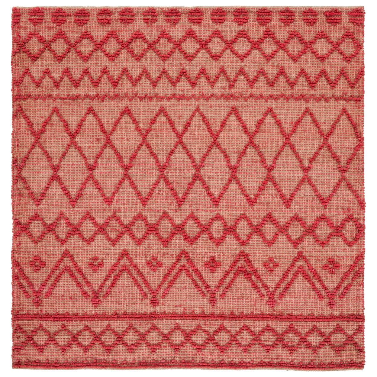 SAFAVIEH Natural Fiber Alfred Geometric Area Rug, Red/Natural, 3' x 5'