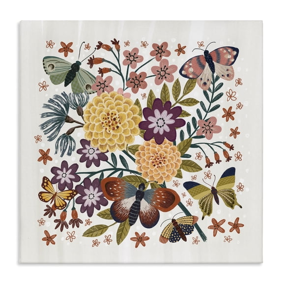 Stupell Industries Eclectic Applique Pattern Florals Canvas Art, 24 x 24, by Raquel Maciel