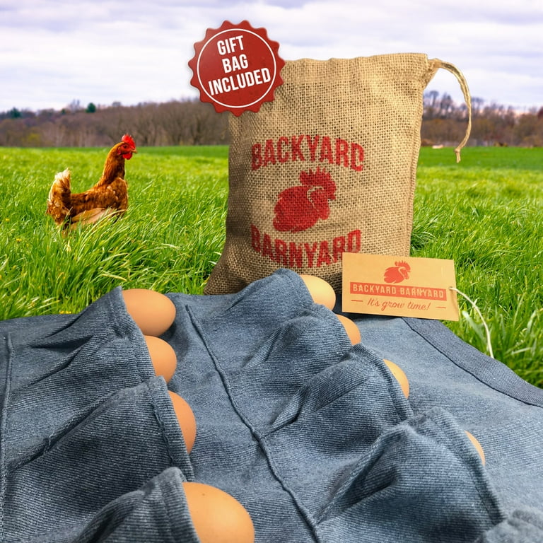 Backyard Barnyard Egg Gathering Apron 12 Pockets Soft Durable Denim Fabric for Collecting Chicken and Quail