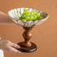 thumbnail image 3 of Frutero de cerámica con textura festoneada, acabado rústico esmaltado, pedestal for servir, decoración de mesa rústica, 3 of 7