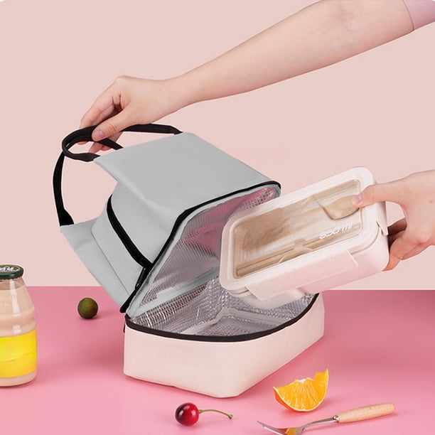 Bolsa térmica para almuerzo Lisbinx - Gran capacidad (24 x 20 x 14 cm) con asa - Portacomidas portátil para oficinistas y estudiantes - Diseño impermeable y fácil de limpiar