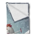 thumbnail image 2 of Snowman Soft Flannel Fleece Throw Blanket, Skiing Snowman in 3D Style with Ornate Snowflakes Winter Outdoors Activity Fun, Cozy Plush for Indoor and Outdoor Use, 50" x 60", Multicolor, by Ambesonne, 2 of 5
