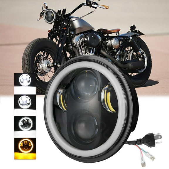 High-Quality 5.75" Motorcycle LED Headlight - with High/Low Beam, Turn Signal, DRL, and Amber Angle Eye Light (1 Piece)