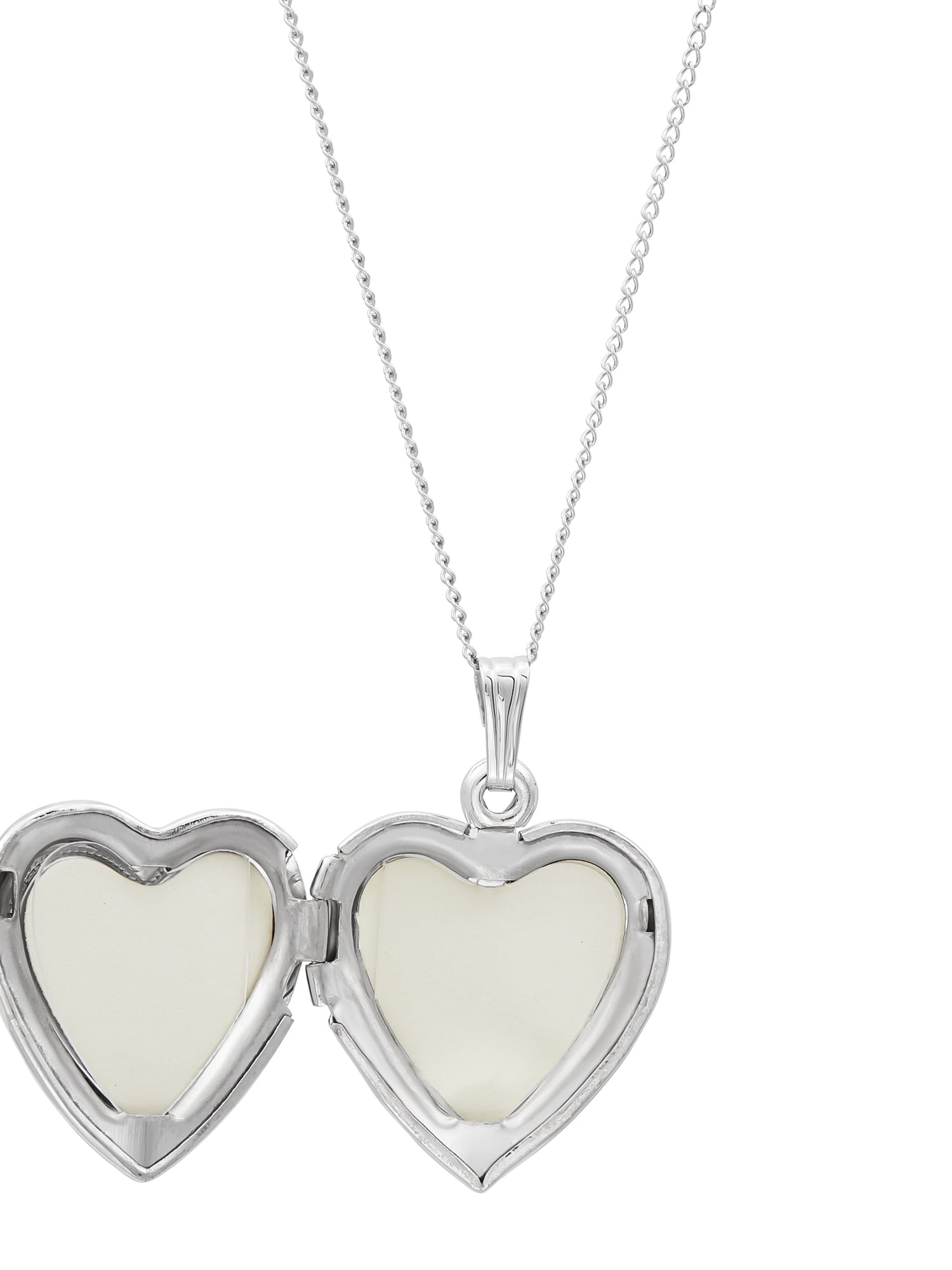 Brilliance Fine Jewelry Mother of Pearl with Cross Locket Heart Pendant in Sterling Silver, 18"