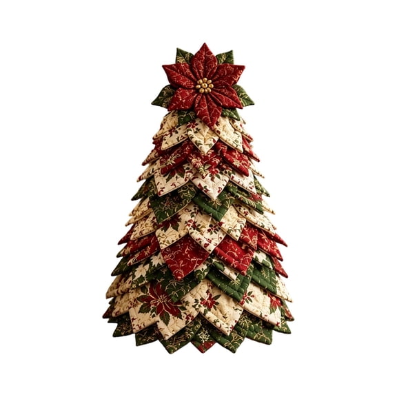 ZhangC DIY Quilted Christmas Tree Tabletop Kit, 6.3 Inch 3D Fabric Patchwork Craft Set with Precut Pieces, Handmade Felt Sewing Project for Home, Office and Holiday Decor