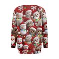 thumbnail image 4 of Women's Casual Long Sleeve Round Neck Sweatshirt Fit Pleated Top with Christmas Print for Fashionable Holiday Outfits and Comfortable Wear,Red,S, 4 of 6