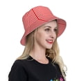 thumbnail image 7 of Red White Vertical Stripe Pattern Bucket Hat Stripe Beach Fisherman Hats For Women Men Reversible Double-Side-Wear With Reflective, 7 of 7