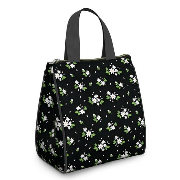 Pioneer Flower Floral Print Pattern Insulated Lunch Bag for Women & Adults,Large Portable Soft Cooler Lunch Bag,Thermal Food Storage Tote with Pearl Cotton,8.66L,8.75x5.75x9.5 Inch